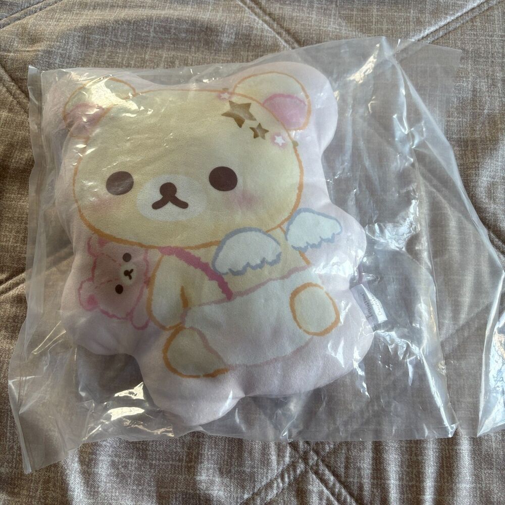NWT San-X Korilakkuma and Chairoikoguma Die-Cut Plush Pillow Cushion Rare Kawaii